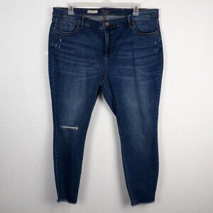 KUT from the Kloth Women's Ankle Skinny Jeans Plus Size 22W Distressed Raw Hem